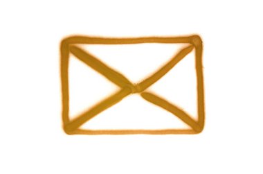 Grafiti sonrası zarf işareti beyaz izole arka plan üzerine püskürtülür