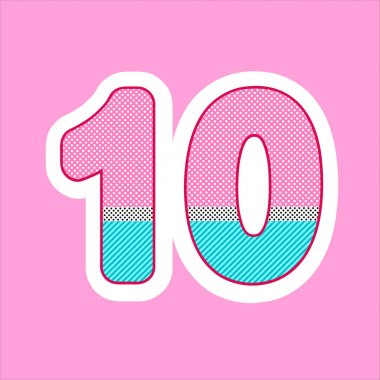 sevimli rakam, çocuk doğum günü için numara, stil lol bebek tatil. polka nokta deseni ve çizgili vektör illüstrasyon