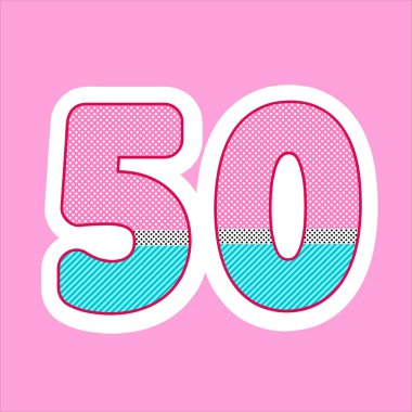 sevimli rakam, çocuk doğum günü için numara, stil lol bebek tatil. polka nokta deseni ve çizgili vektör illüstrasyon