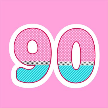 sevimli rakam, çocuk doğum günü için numara, stil lol bebek tatil. polka nokta deseni ve çizgili vektör illüstrasyon