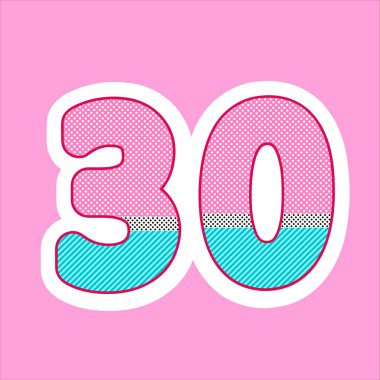 sevimli rakam, çocuk doğum günü için numara, stil lol bebek tatil. polka nokta deseni ve çizgili vektör illüstrasyon