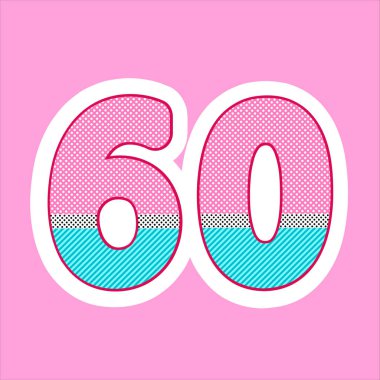 sevimli rakam, çocuk doğum günü için numara, stil lol bebek tatil. polka nokta deseni ve çizgili vektör illüstrasyon