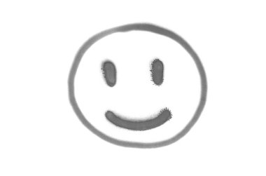 Grafiti gülümseme işareti beyaz izole arka plan üzerine püskürtülür