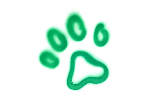 Graffiti pet 's paw sinal pulverizado sobre fundo isolado branco — Fotografia de Stock