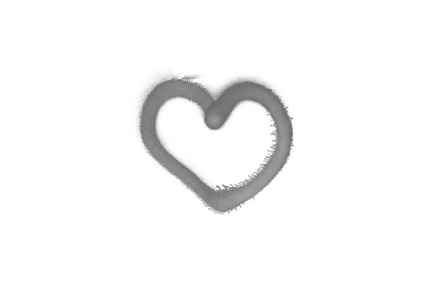 Знак серця графіті, розбризкований на білому ізольованому фоні — стокове фото