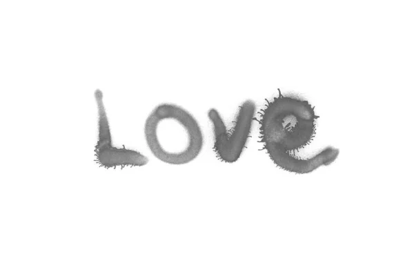 Graffiti amor inscrição pulverizado sobre fundo isolado branco — Fotografia de Stock