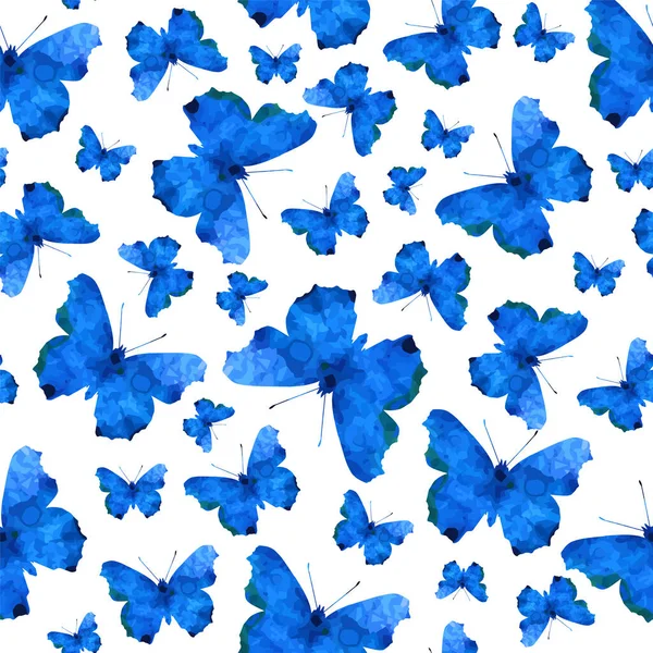 Akvarell Sömlöst Mönster Med Blå Fjärilar Vektorillustration Eps10 — Stock vektor
