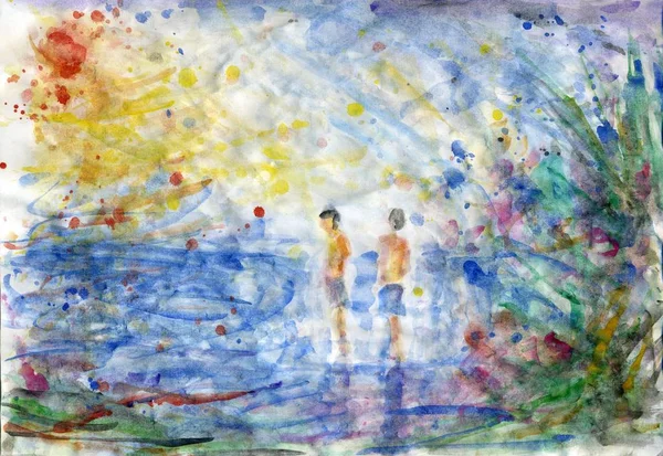 Sahil sahneleri/ iki çocuk 