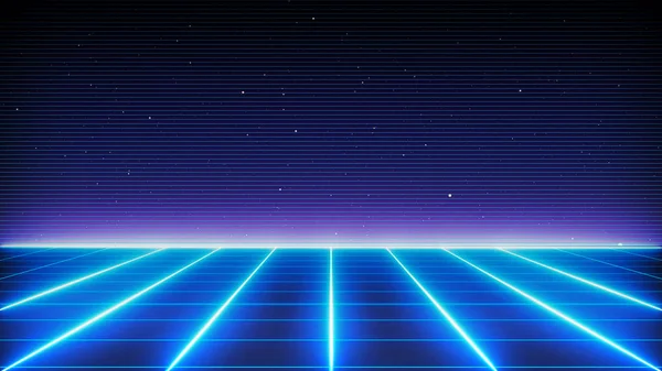 Retro Sci Background Futuristico Paesaggio Griglia Degli Anni Cyber Superficie — Foto Stock