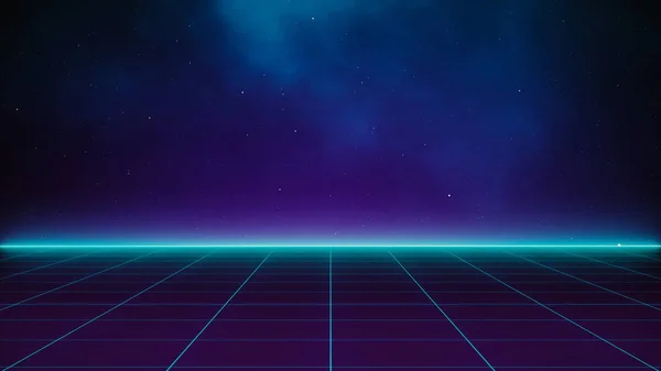 Retro Sci Background Futuristic Grid Landscape Цифровая Киберповерхность Подходит Дизайна — стоковое фото