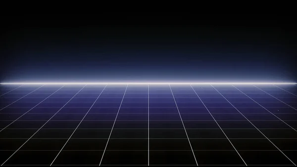 Retro Sci-Fi Background Futuristic Grid landscape of the 80`s. Digital Cyber Surface. Suitable for design in the style of the 1980`s