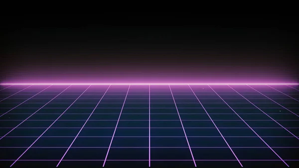 80's. Dijital Siber Yüzey Retro Sci-Fi Arka Plan Fütüristik Izgara manzara. 1980'li yıllarda tasarım için uygundur