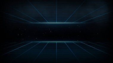 80's. Dijital Siber Yüzey Retro Sci-Fi Arka Plan Fütüristik Izgara manzara. 1980'li yıllarda tasarım için uygundur