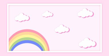 Soyut kawaii renkli gökkuşağı arkaplanı. Yumuşak gradyan pastel çizgi roman. Düğün kartı tasarımı veya sunumu kavramı