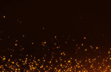 Titreyen altın parçacıkları ve ışık parlamasının soyut sahte parıltı ışıkları