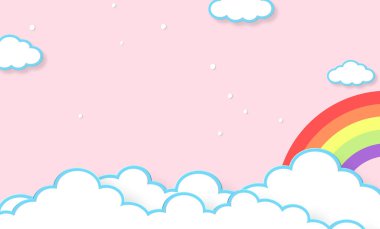 Soyut kawaii renkli çizgi film gökkuşağı arkaplanı. Yumuşak gradyan pastel. Düğün kartı tasarımı veya sunumu kavramı