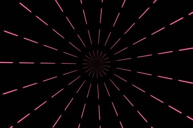 Siyah arka planda soyut Neon parlak mercek parlamaları. Lazer, reklam teknolojileri için renkli tasarım gösterdi