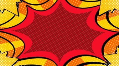 Soyut çizgi roman Retro Style Pop-Art Destern 'i patlattı. Sarı gradyan yarım ton arkaplan