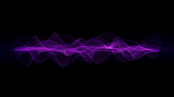 Dalgalı Parçacıklarla Müziğin Soyut Ses Enerji Dalgası Alanı Dijital Ses — Stok fotoğraf