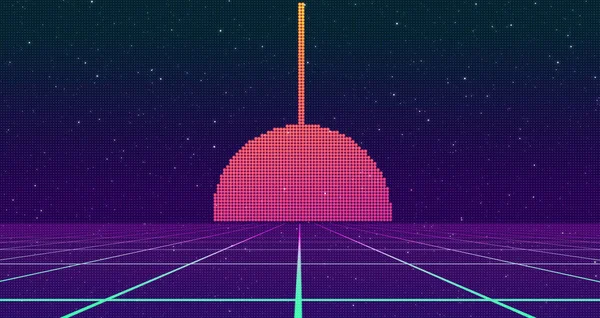 Retro Cyberpunk Stil Talet Sci Bakgrund Futuristisk Med Laser Grid — Stockfoto