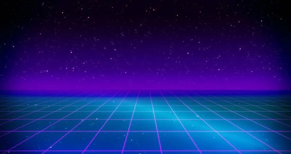 Retro Cyberpunk Stil Talet Sci Bakgrund Futuristisk Med Laser Grid — Stockfoto