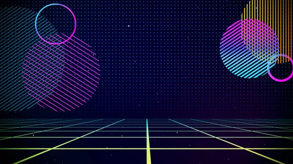 Retro Cyberpunk 80Er Jahre Sci Hintergrund Futuristisch Mit Laserraster Landschaft — Stockfoto