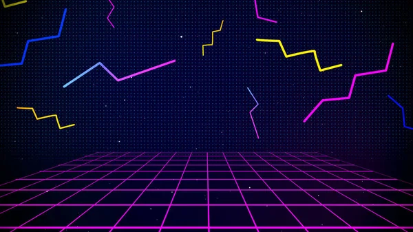 Retro Cyberpunk Stil Talet Sci Bakgrund Futuristisk Med Laser Grid — Stockfoto