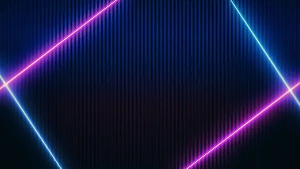 Siyah arka planda soyut Neon parlak mercek parlamaları. Lazer, reklam teknolojileri için renkli tasarım gösterdi