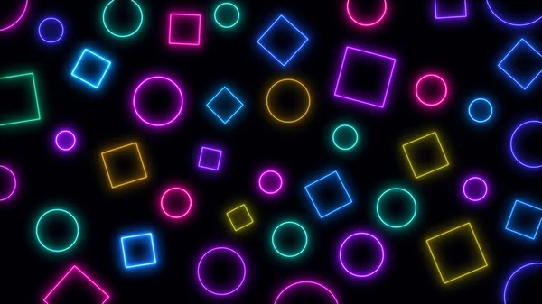 Abstract Retro Sci Neon Bright Lens Flare Colored Black Background — Stock Photo, Image