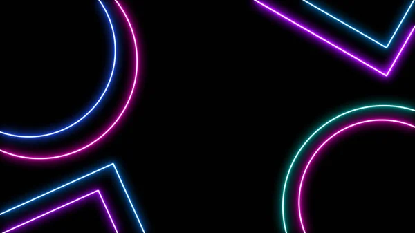 Streszczenie Retro Sci Neon Jasny Obiektyw Rozbłysk Kolorowe Czarnym Tle — Zdjęcie stockowe