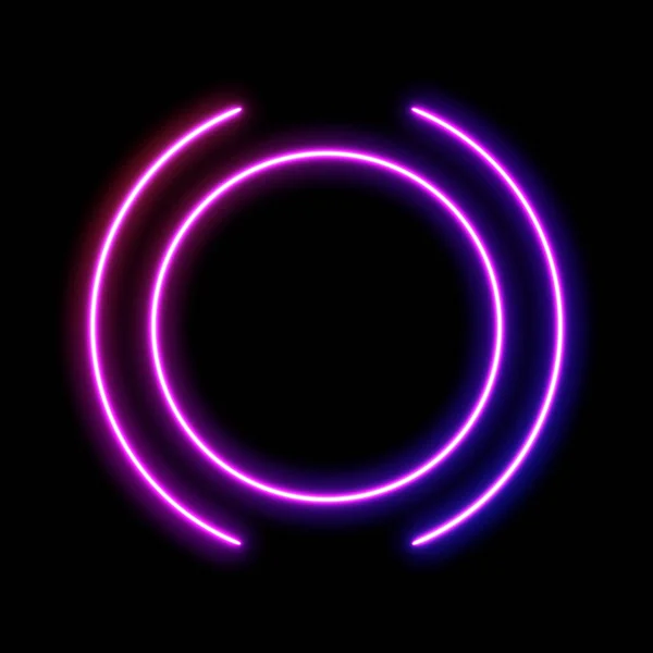 Soyut Neon parlayan çizgileri siyah arkaplanda izole edilmiş parlak nesne. Lazer, reklam teknolojileri için renkli tasarım gösterdi