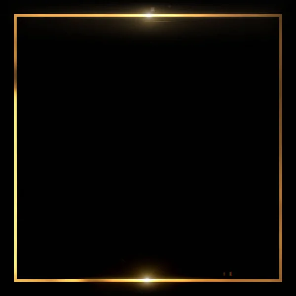 Gold Metal Glitter Shiny Frame Isolated Black Background — Stock Photo, Image