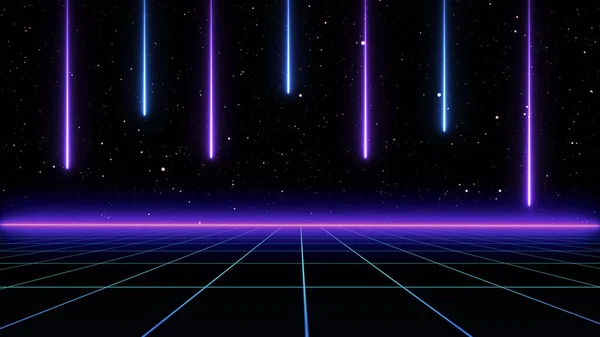 Retro Cyberpunk Stijl 80S Sci Achtergrond Futuristisch Met Laser Grid — Stockfoto