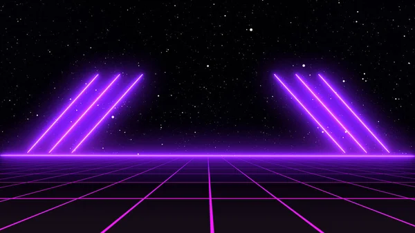 Retro Cyberpunk Stil Talet Sci Bakgrund Futuristisk Med Laser Grid — Stockfoto