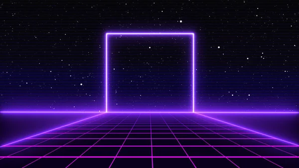 Retro Cyberpunk Stil Talet Sci Bakgrund Futuristisk Med Laser Grid — Stockfoto