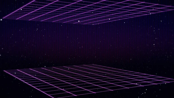 Retro Cyberpunk Style 80S Sci Background Φουτουριστικό Laser Grid Τοπίο — Φωτογραφία Αρχείου