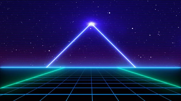 Retro Cyberpunk Stil Talet Sci Bakgrund Futuristisk Med Laser Grid — Stockfoto