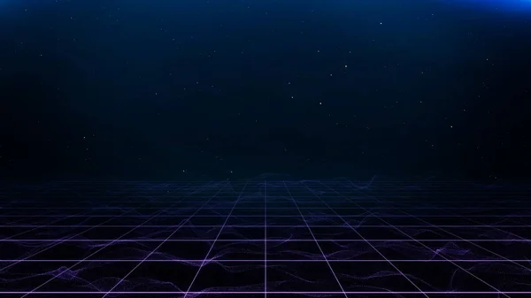 Retro Cyberpunk 80Er Jahre Sci Hintergrund Futuristisch Mit Laserraster Landschaft — Stockfoto