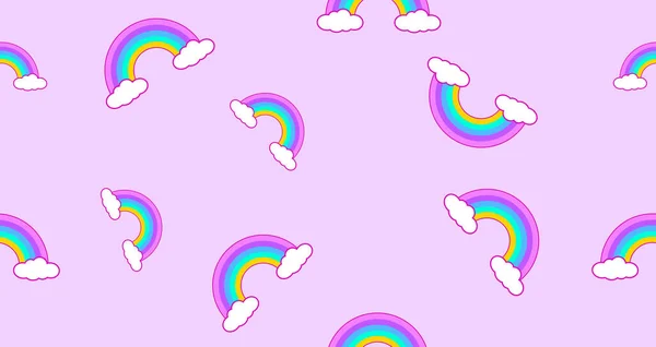 Seamless Pattern Rainbow Clouds Kawaii Wallpaper Background Abstract Cute Pastel — Stock Photo, Image