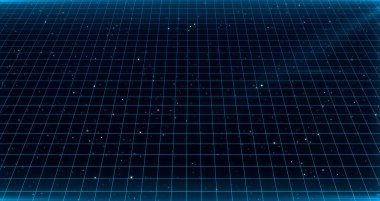 Retro Bilim-Kurgu Geçmişi 80 'lerin gelecekçi şebeke manzarası. Dijital Siber Yüzey. 1980 'lerin tarzında tasarım için uygun. 3B illüstrasyon