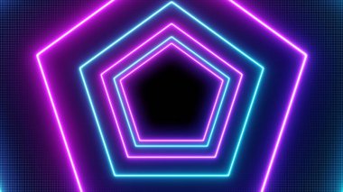 Soyut Neon parlak çizgileri siyah arkaplanda parlak mercek parlamaları. Lazer, reklam teknolojileri için renkli tasarım gösterdi