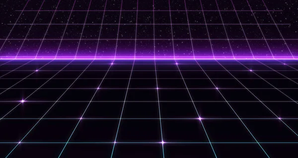 Retro Sci Background Futuristic Grid Landscape Цифровая Киберповерхность Подходит Дизайна — стоковое фото