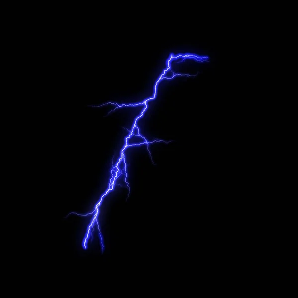 Blue Lightning flash Thunderbolt isolated on black background.