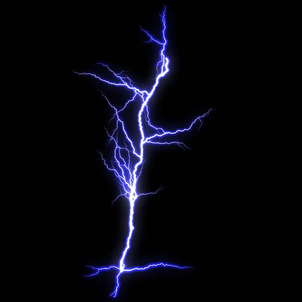 Blue Lightning flash Thunderbolt isolated on black background.