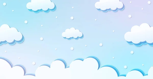 Abstract Kawaii Nuvens Desenhos Animados Céu Azul Com Fundo Neve — Fotografia de Stock