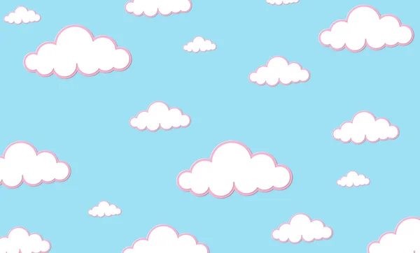 要旨青い空にかわいい雲の漫画 子どもと幼稚園 プレゼンテーションのコンセプト — ストック写真