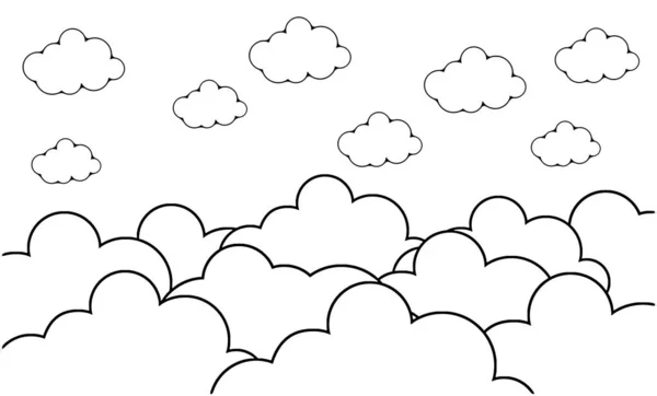 Abstract kawaii clouds cartoon on monochrome drawing style background. Concept for children and kindergartens or presentation