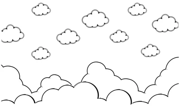 Abstract kawaii clouds cartoon on monochrome drawing style background. Concept for children and kindergartens or presentation