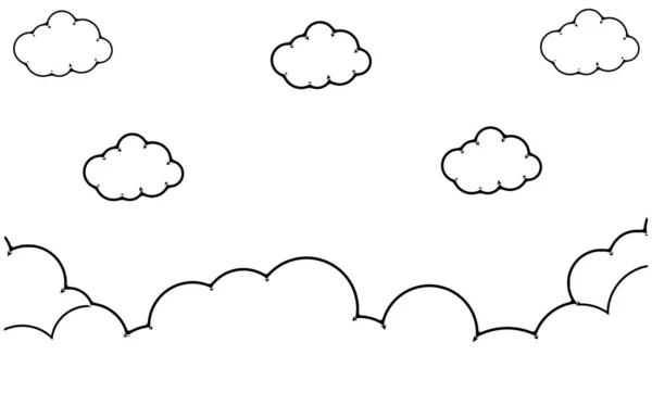 Abstract Kawaii Nuvens Desenhos Animados Monocromático Desenho Estilo Fundo Conceito — Fotografia de Stock