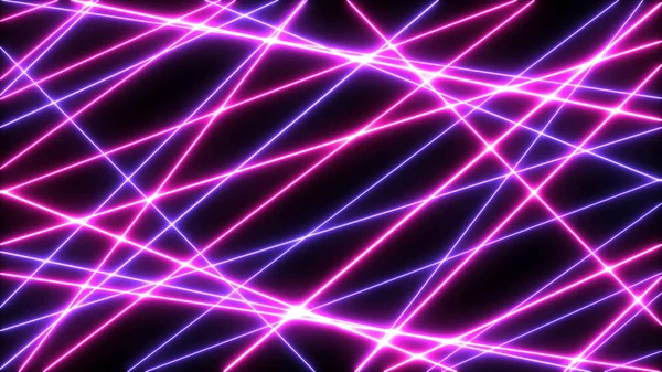 Siyah arka planda soyut Neon parlak mercek parlamaları. Lazer, reklam teknolojileri için renkli tasarım gösterdi